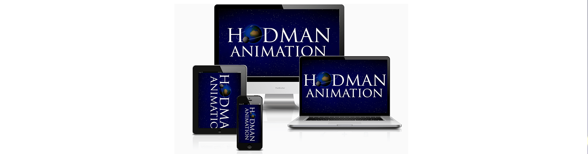 Hodman Animation logo on different devices